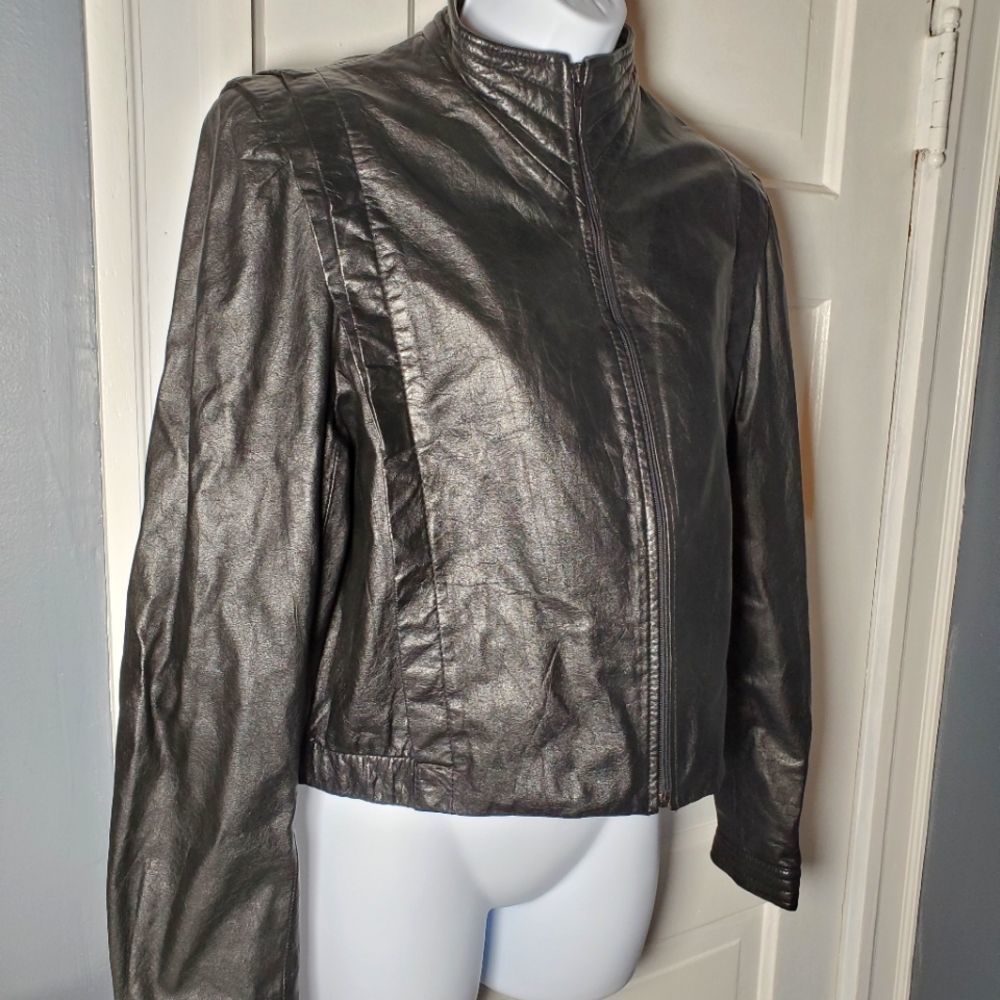 Women's Vintage Berman's The Leather Experts Real Leather Bomber Zip Up Jacket